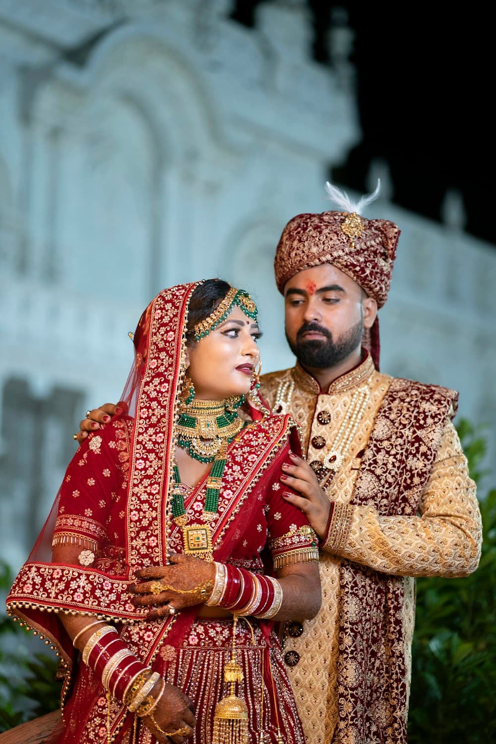 Couple in traditional wedding attire