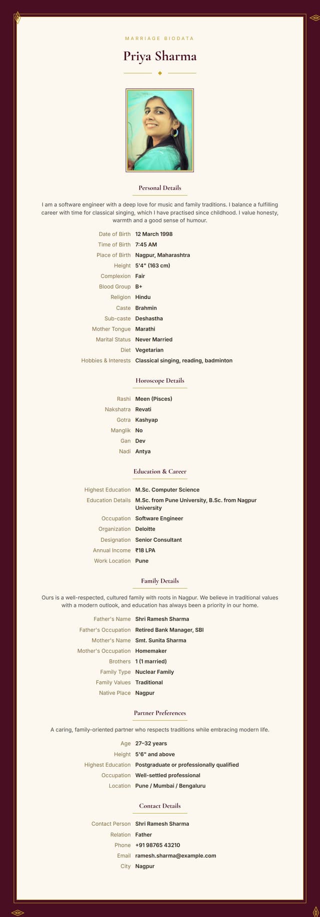 Rajwada biodata template